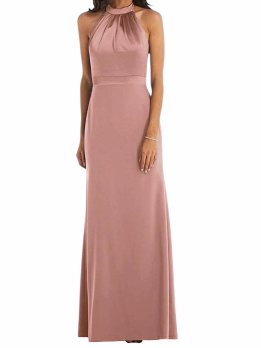 NEW After Six Sienna High Neck Halter Open Back Dress Color Sina #6834S Size 4R